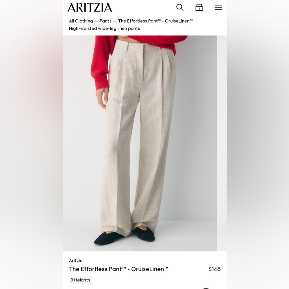 Aritzia Cream Wide-Leg Trousers